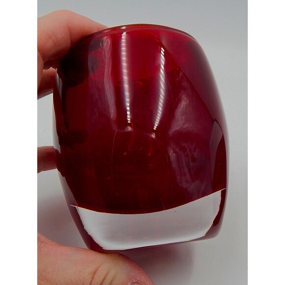 Crate & Barrel Diva Candle Holders Ruby Red Glass Pair Votive 3 Inch Art Glass - Picture 7 of 11